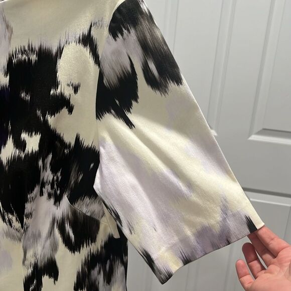 LELA ROSE Yellow, Black and Light Grey Tie Dye Knee Length Dress, Size 12 - Picture 5 of 13